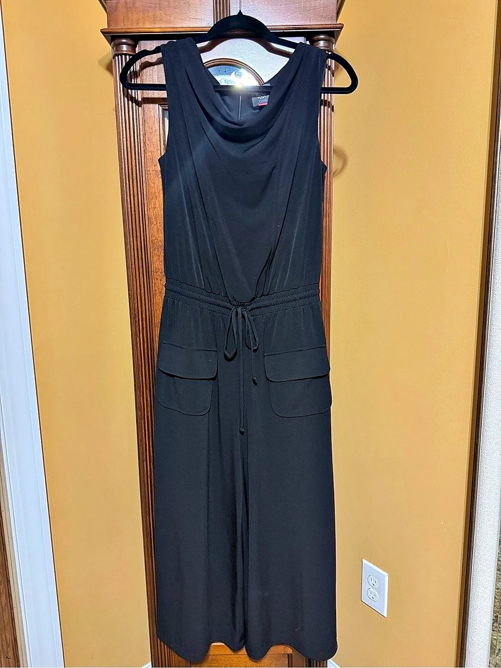 Vince Camuto Black Cowl Neck Wide Leg Pocket Utility Jumpsuit Minimalist XS